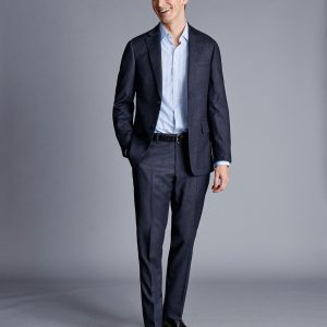 Nigflower54271 Italian Pindot Suit - Denim Blue