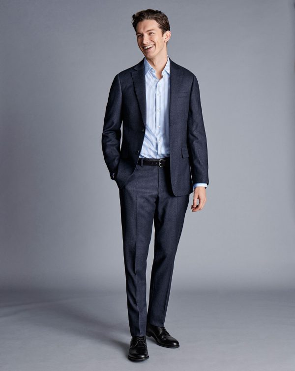 Nigflower54271 Italian Pindot Suit - Denim Blue