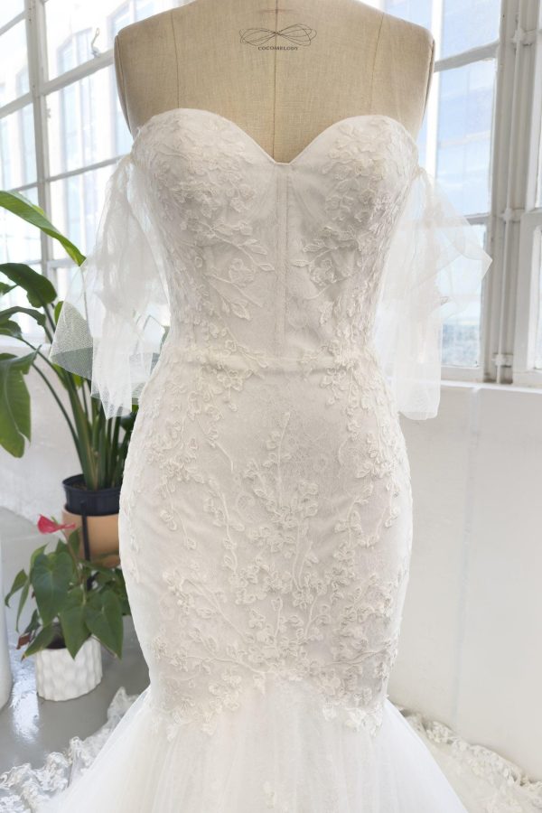 Nigflower54225 Trumpet-Mermaid Court Train Sparkle Tulle Wedding Dress - Image 9