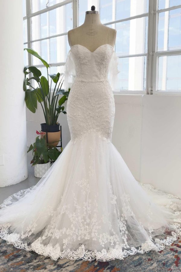 Nigflower54225 Trumpet-Mermaid Court Train Sparkle Tulle Wedding Dress - Image 7