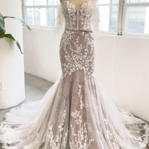 Nigflower54225 Trumpet-Mermaid Court Train Sparkle Tulle Wedding Dress