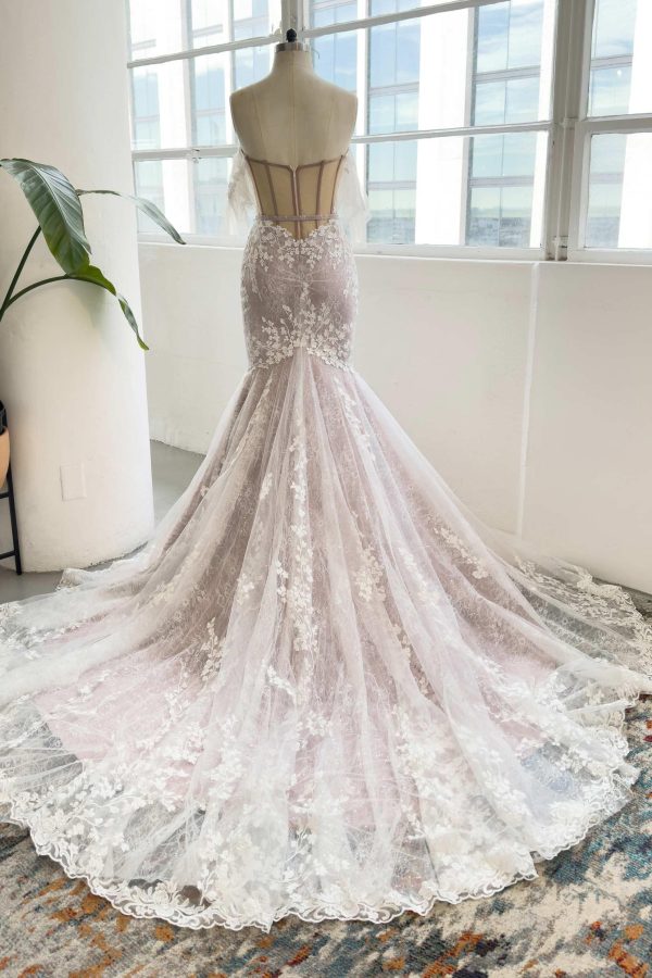Nigflower54225 Trumpet-Mermaid Court Train Sparkle Tulle Wedding Dress - Image 2