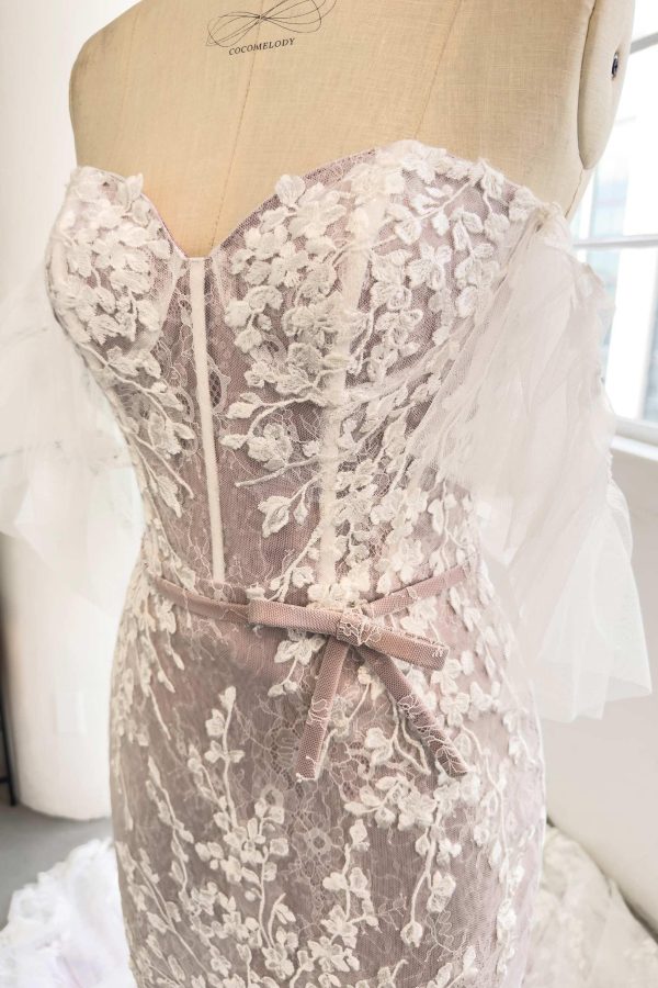 Nigflower54225 Trumpet-Mermaid Court Train Sparkle Tulle Wedding Dress - Image 4
