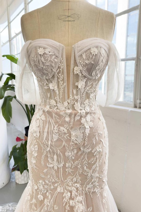 Nigflower54224 Trumpet-Mermaid Court Train Lace Tulle Wedding Dress - Image 4
