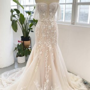 Nigflower54224 Trumpet-Mermaid Court Train Lace Tulle Wedding Dress