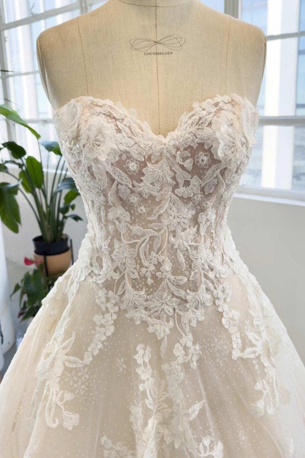Nigflower54226 A-Line Chapel Train Sparkle Tulle Wedding Dress - Image 4