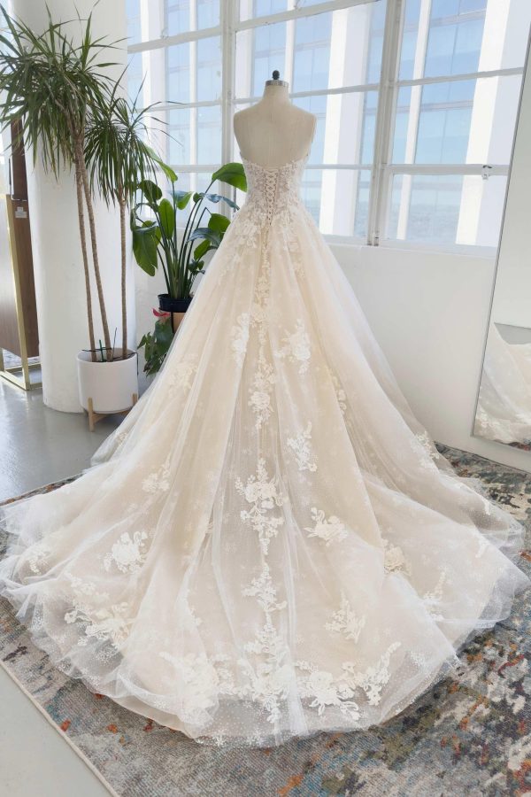 Nigflower54226 A-Line Chapel Train Sparkle Tulle Wedding Dress - Image 7