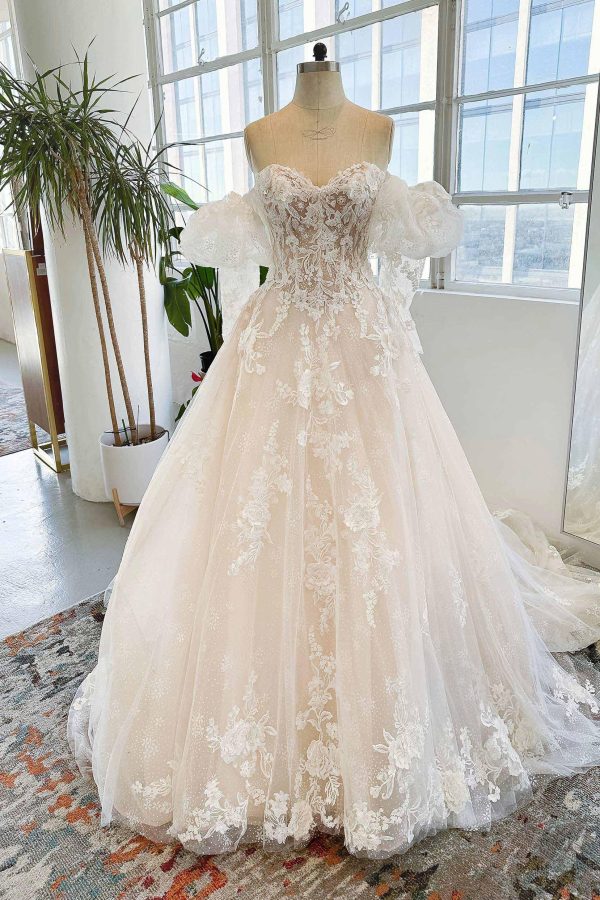 Nigflower54226 A-Line Chapel Train Sparkle Tulle Wedding Dress