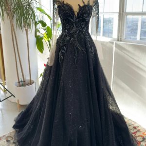 Nigflower54227 A-Line Court Train Sparkle Tulle Wedding Dress