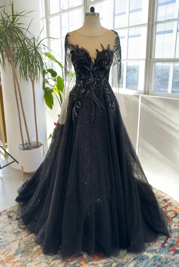 Nigflower54227 A-Line Court Train Sparkle Tulle Wedding Dress