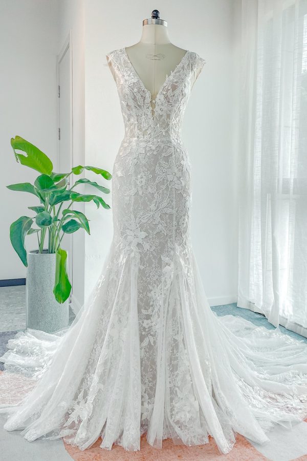Nigflower54234 Trumpet-Mermaid Chapel Train Lace Tulle Wedding Dress - Image 3