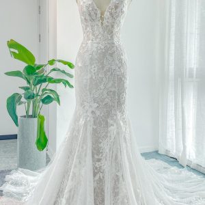 Nigflower54234 Trumpet-Mermaid Chapel Train Lace Tulle Wedding Dress