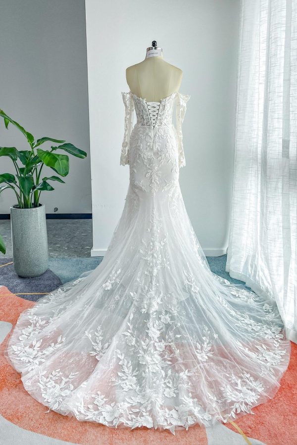 Nigflower54233 Trumpet-Mermaid Chapel Train Lace Tulle Wedding Dress - Image 2