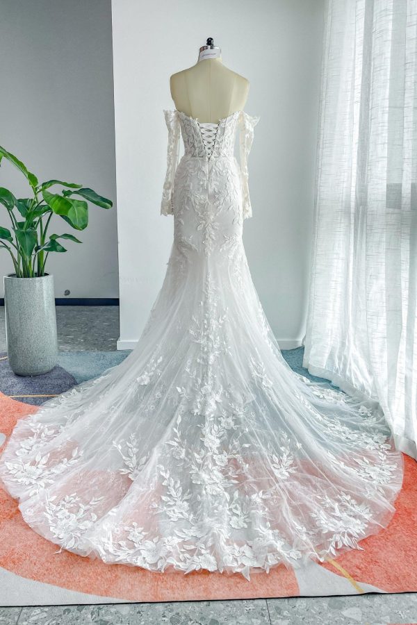 Nigflower54233 Trumpet-Mermaid Chapel Train Lace Tulle Wedding Dress - Image 7