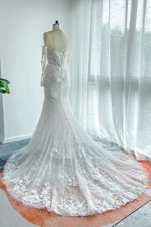 Nigflower54233 Trumpet-Mermaid Chapel Train Lace Tulle Wedding Dress - Image 8