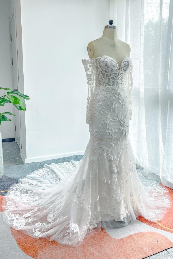 Nigflower54233 Trumpet-Mermaid Chapel Train Lace Tulle Wedding Dress - Image 5